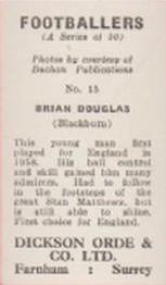 1960 Dickson Orde & Co. Ltd. Footballers #15 Bryan Douglas Back