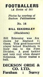 1960 Dickson Orde & Co. Ltd. Footballers #16 Bill Eckersley Back