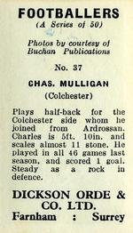 1960 Dickson Orde & Co. Ltd. Footballers #37 Charles Mulligan Back