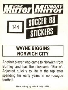 1987-88 Daily Mirror/Sunday Mirror Soccer 88 Stickers #144 Wayne Biggins Back
