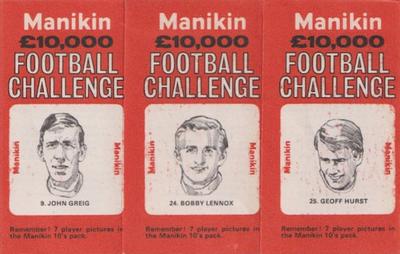 1969 J.R. Freeman Manikin Football Challenge - Uncut Trebles #9 / 24 / 25 John Greig / Bobby Lennox / Geoff Hurst Front