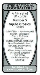 2022 Empire Collections International Footballers (4th set) #5 Gyula Grosics Back