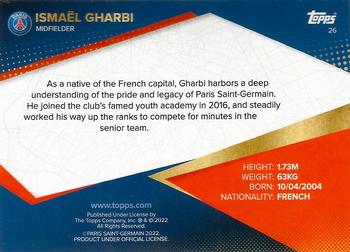 2021-22 Topps Paris Saint-Germain #26 Ismaël Gharbi Back