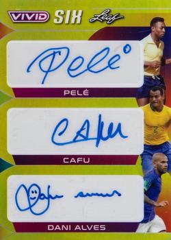 2022 Leaf Vivid - Vivid Six Yellow #VS-2 Pelé / Cafu / Dani Alves / Ronaldo / Neymar Jr. / Vinícius Júnior Front