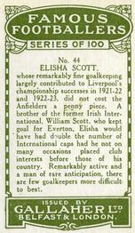 1925 Gallaher Famous Footballers #44 Elisha Scott Back