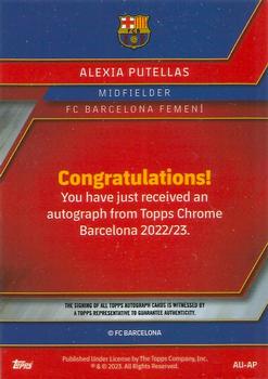 2022-23 Topps Chrome FC Barcelona: Més Que Un Club - Base Card Autographs #AU-AP Alexia Putellas Back