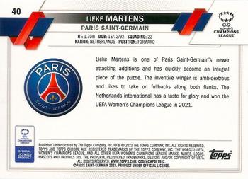 2022-23 Topps Chrome UEFA Women's Champions League - Aqua Prism Refractor #40 Lieke Martens Back