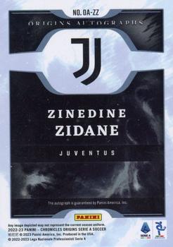 2022-23 Panini Chronicles - Origins Autographs Serie A Silver #OA-ZZ Zinedine Zidane Back