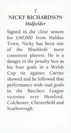 1993 CCFC Cardiff City Class of 1992-1993 #7 Nicky Richardson Back