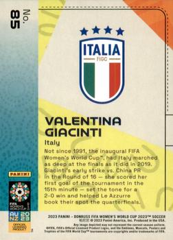 2023 Donruss FIFA Women's World Cup #85 Valentina Giacinti Back