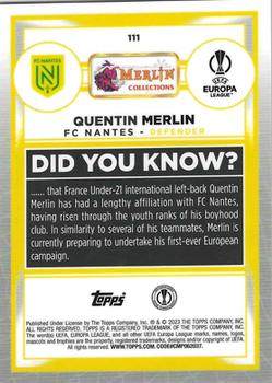 2022-23 Merlin Chrome UEFA Club Competitions - Aqua Prism Refractor #111 Quentin Merlin Back