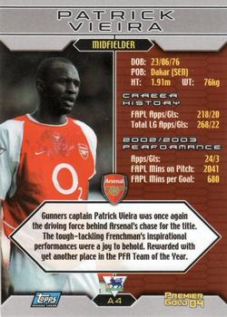 2003-04 Topps Premier Gold 2004 #A4 Patrick Vieira Back