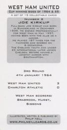 2007 Philip Neill West Ham United Cup Winning Sides of 1964 and 1965 #2 Joe Kirkup Back