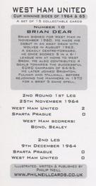 2007 Philip Neill West Ham United Cup Winning Sides of 1964 and 1965 #10 Brian Dear Back