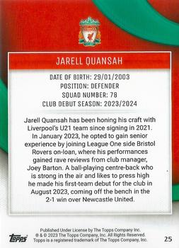2023-24 Topps Liverpool Team Set #25 Jarell Quansah Back