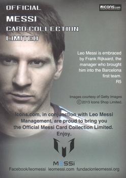 2013 Icons Official Messi Card Collection (Japan) #R5 Lionel Messi / Frank Rijkaard Back