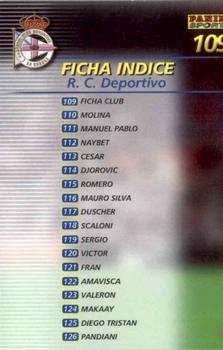 2002-03 Panini Liga Megafichas #109 R.C. Deportivo Back