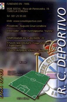 2002-03 Panini Liga Megafichas #109 R.C. Deportivo Front
