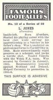 1936 Godfrey Phillips Famous Footballers #12 Leslie Jones Back