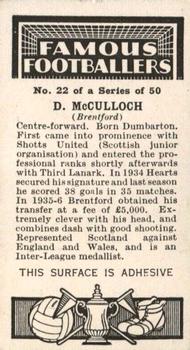 1936 Godfrey Phillips Famous Footballers #22 David McCulloch Back