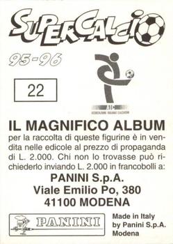 1995-96 Panini Supercalcio Stickers #22 Alberto Fontana Back
