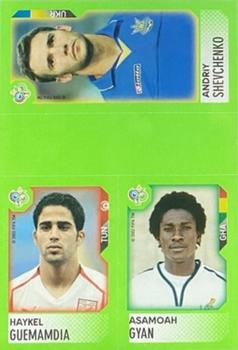 2006 Panini FIFA World Cup Germany 2006 Ministickers - Candy Pocket Edition - Panels #197 / 297 / 307 Asamoah Gyan / Andriy Shevchenko / Haykel Guemamdia Front