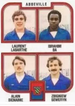 1982-83 Panini Football 83 (France) #371 Laurent Labarthe / Ibrahim Ba / Alain Bienaime / Zbigniew Seweryn Front