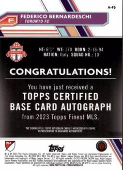 2023 Finest MLS - Base Autographs Aqua Refractor #A-FB Federico Bernardeschi Back