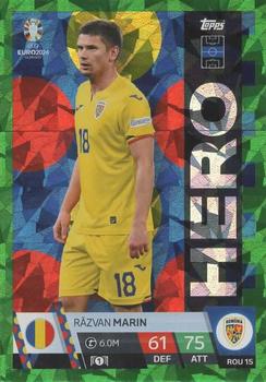 2024 Topps Match Attax Euro 2024 Germany - Green Emerald Holograph #ROM15 Răzvan Marin Front