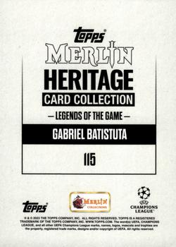 2023-24 Merlin Heritage UEFA Club Competitions - Purple #115 Gabriel Batistuta Back