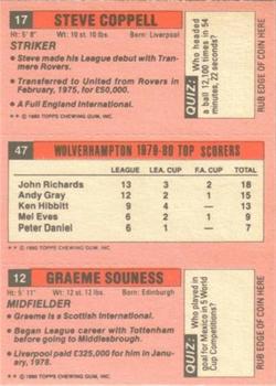 1980-81 Topps Footballer (Pink Back) #12 / 47 / 17 Graeme Souness / John Richards / Steve Coppell Back