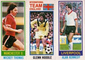1980-81 Topps Footballer (Pink Back) #18 / 110 / 6 Mickey Thomas / Glenn Hoddle / Alan Kennedy Front