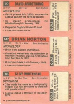 1980-81 Topps Footballer (Pink Back) #183 / 147 / 90 Clive Whitehead / Brian Horton / David Armstrong Back