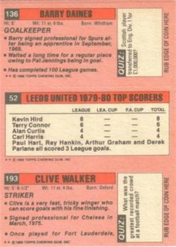 1980-81 Topps Footballer (Pink Back) #193 / 52 / 136 Clive Walker / Kevin Hird / Barry Daines Back