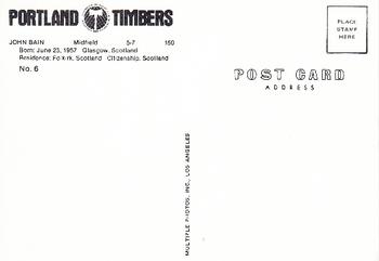 1979 Portland Timbers Player Postcards #NNO John Bain Back