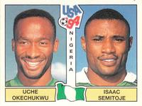 1994 Panini World Cup (UK and Eire Edition, Green Backs) #225 Uche Okechukwu / Isaac Semitoje Front