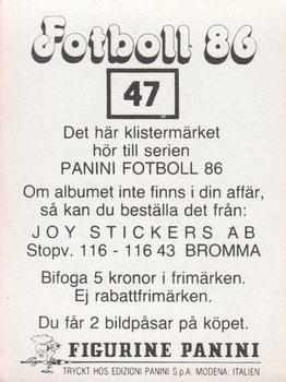1986 Panini Fotboll 86 Allsvenskan och Division II #47 Ulf Jönsson Back