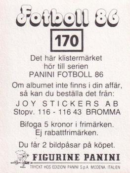 1986 Panini Fotboll 86 Allsvenskan och Division II #170 Bengt Andersson Back