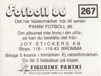 1986 Panini Fotboll 86 Allsvenskan och Division II #267 Team Back