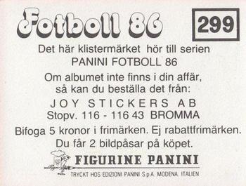 1986 Panini Fotboll 86 Allsvenskan och Division II #299 Team Back