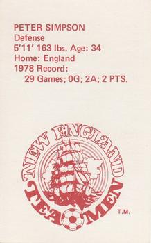 1979 Lipton Tea New England Tea Men #6 Peter Simpson Back