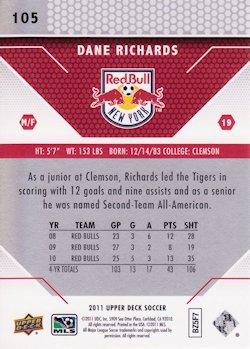2011 Upper Deck MLS #105 Dane Richards Back