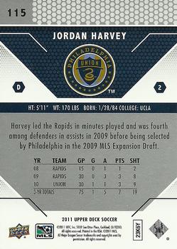 2011 Upper Deck MLS #115 Jordan Harvey Back