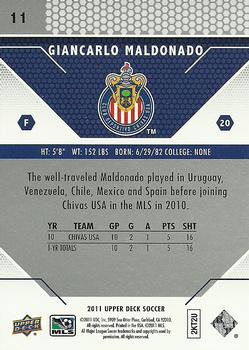 2011 Upper Deck MLS #11 Giancarlo Maldonado Back