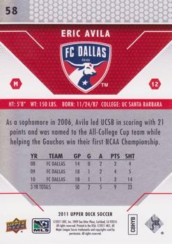 2011 Upper Deck MLS #58 Eric Avila Back