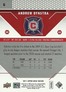 2011 Upper Deck MLS #6 Andrew Dykstra Back