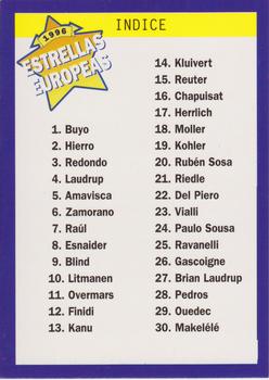1996 Panini Estrellas Europeas #119 Indice: 1-60 Front