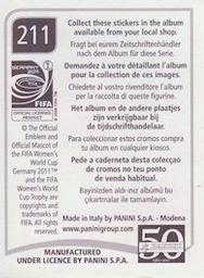 2011 Panini FIFA Women's World Cup Stickers #211 Ri Un Gyong Back