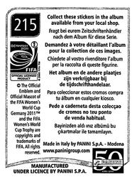 2011 Panini FIFA Women's World Cup Stickers #215 Ra Un Sim Back