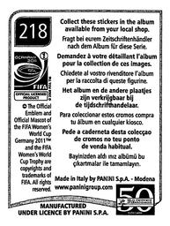 2011 Panini FIFA Women's World Cup Stickers #218 Paula Forero Back
